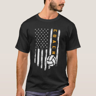 T-shirt Entraîneur de volleyball américain Drapeau drôle E
