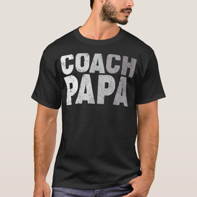 T-shirt Entraîneur Mens Papa Football Football Entraîneur  (Devant)