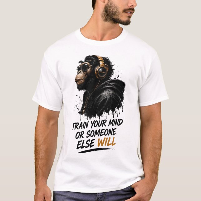 T-shirt Entraînez Votre Esprit Chimpanzé (Devant)