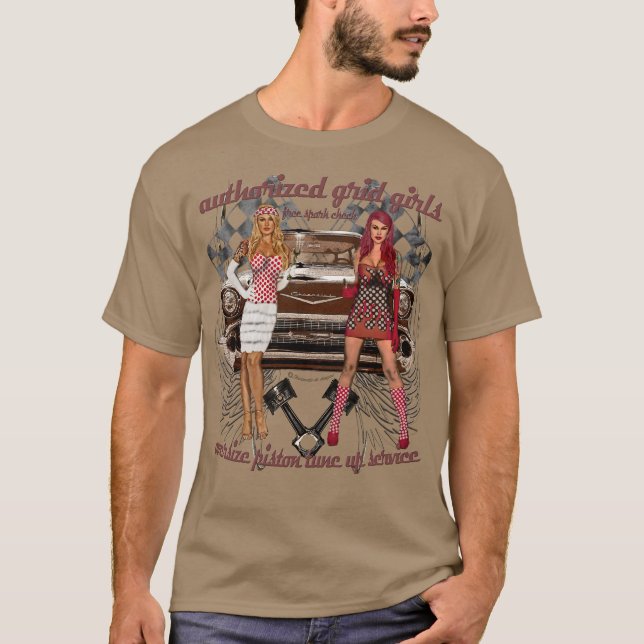 T-shirt Entrave de pin-up de filles de grille de hot rod (Devant)