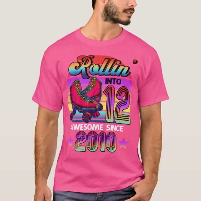T-shirt Entrée dans 12 Incroyable Anniversaire De Roller S (Devant)
