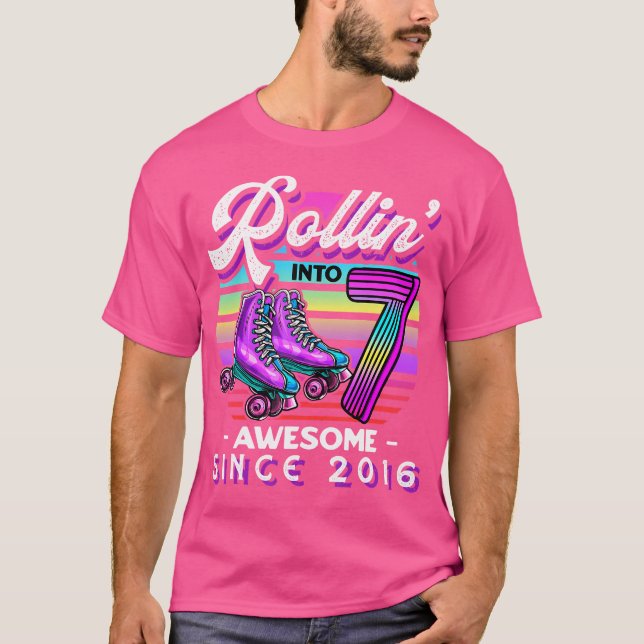 T-shirt Entrée dans 7 Incroyable 2016 Roller Skating 7e An (Devant)