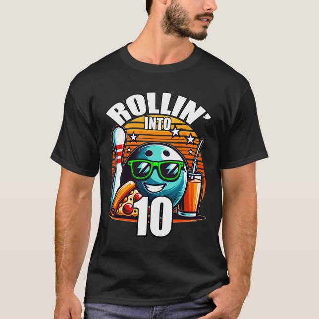 T-shirt Entrée dans la fête d'anniversaire de bowling 10 1 (Devant)