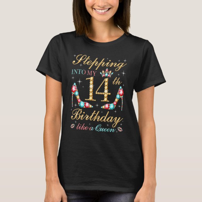 T-shirt Entrée En Mon 14E Anniversaire Comme Une Reine Bos (Devant)