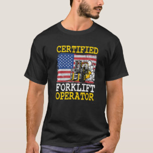 T-shirt Entrepôt Chariot élévateur certifié drapeau améric
