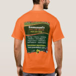 T-shirt Entrepôt de pelouse Aménagement de l'herbe Coupe o<br><div class="desc">Marquez votre entreprise d'aménagement paysager de pelouse avec ces t-shirts orange. Customisez en ajoutant vos propres informations si nécessaire. Les oeuvres d'art incluses sur cette chemise sont la tondeuse à gazon,  le râteau de cour,  le souffleur de feuilles et les coupe-bordure de haie.</div>