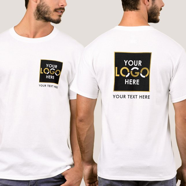 T-shirt Entreprise à double face Votre logo et votre texte (Double Sided Business Your Logo & Text Promotional T-Shirt)