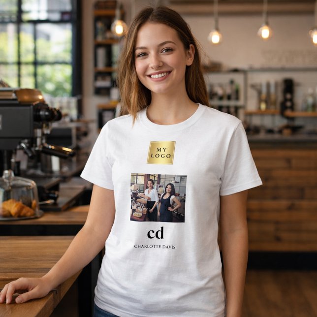 T-shirt Entreprise du logo du nom du monogramme photo (Créateur téléchargé)