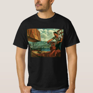 T-shirt Entreprise Vintage, navire pétrolier avec travaill