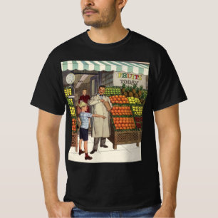 T-shirt Entreprise vintage, stand de fruits avec Grocer et