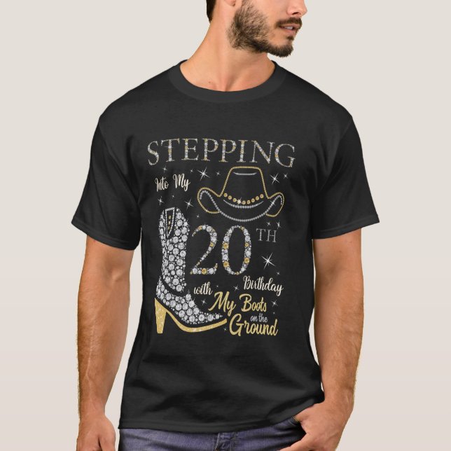 T-shirt Entrer dans mes 20 ans avec mes bottes aux pieds (Devant)