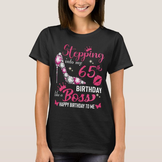 T-shirt Entrez dans mon 65e anniversaire comme un patron (Devant)