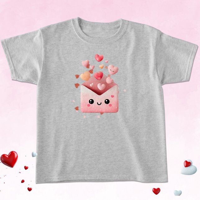 T-shirt Enveloppe Kawaii de la Saint-Valentin avec des cœu (Créateur téléchargé)