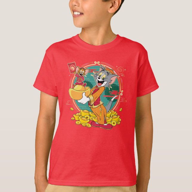 T-shirt Enveloppe rouge du Nouvel An Tom & Jerry (Devant)