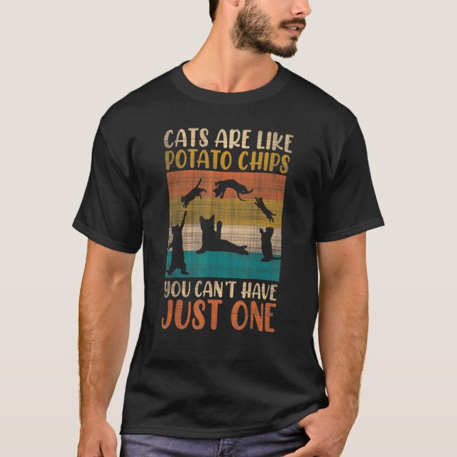 T-shirt Environ Les chats sont comme des chips   Chat (Devant)
