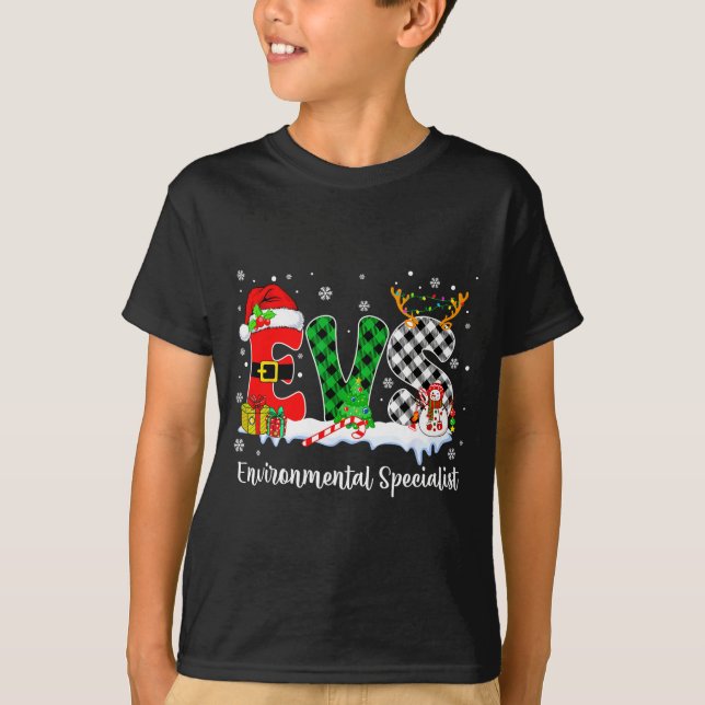 T-shirt Environmental Specialist Christmas Lights Red Plai (Devant)