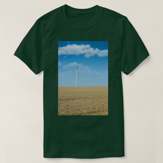 T-shirt éolienne sur le champ de blé en été 1 (Design devant)