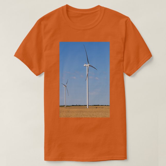T-shirt éoliennes sur le champ de blé (Design devant)