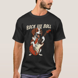 T-shirt Épagneul breton jouant de la guitare Rock and Roll