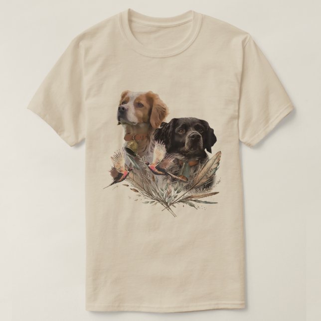 T-shirt Épagneul breton, Passion pour les oiseaux (Design devant)