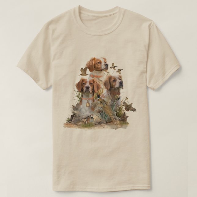 T-shirt Épagneul breton, Passion pour les oiseaux (Design devant)