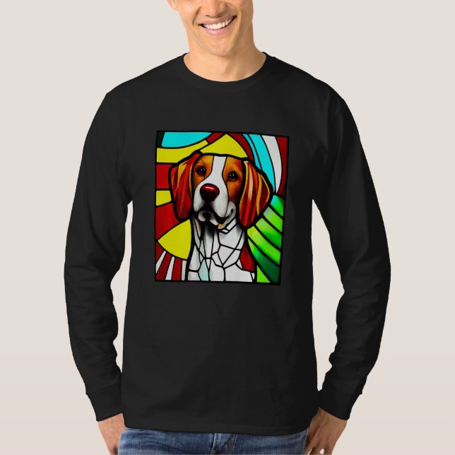 T-shirt Épagneul Breton - Vitrail Coloré Premium (Devant)