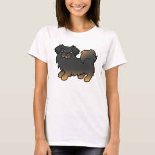 T-shirt Épagneul tibétain noir et feu en dessin animé