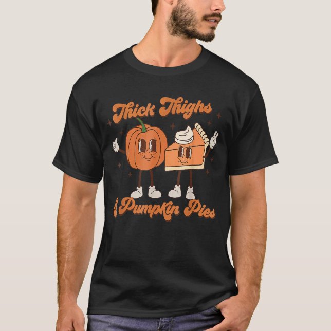 T-shirt Épais cuisses et Citrouilles tartes bébé Thanksgiv (Devant)