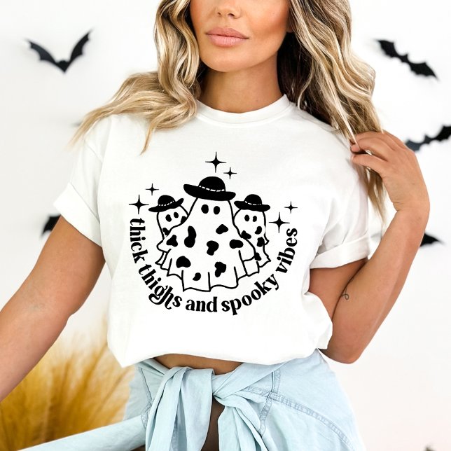 T-shirt Épais cuisses et Vibes Éffrayantes Halloween (Créateur téléchargé)