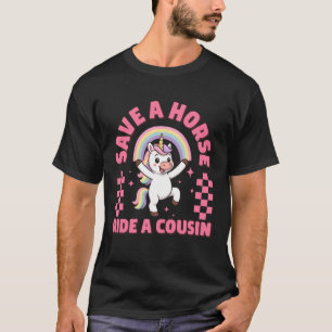 T-shirt Épargnez un cheval, chevauchez un cousin Drôle Ina