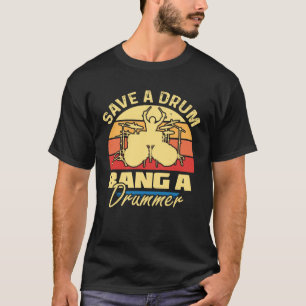 T-shirt Épargnez un tambour, cognez un batteur Graphique p