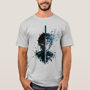 T-shirt Épée d'anime Guerrier au visage divisé – Démon d'é