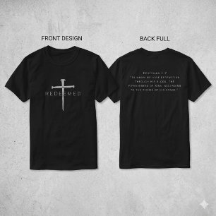 T-shirt Éphésiens 1:7 Rachetés Ongles Noirs Croix Chrétien