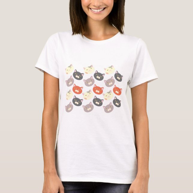 T-shirt Epic Cat Heads Cartoon Fun Motif Time (Devant)