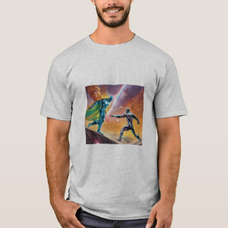 T-shirt Epic Clash : Sombre Argent Surfer vs Chrome Lion M
