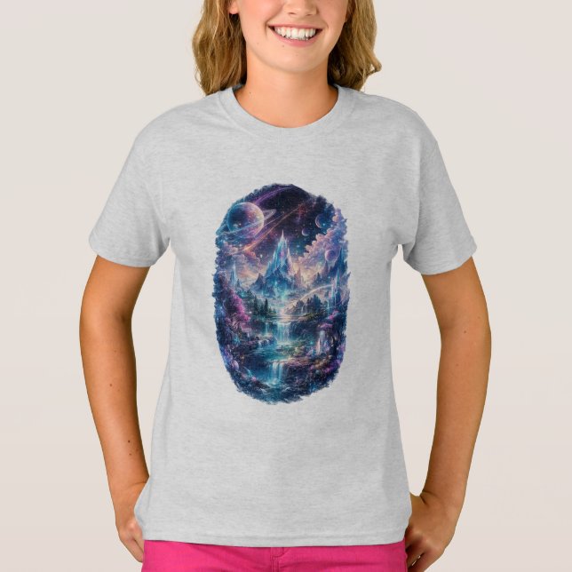 T-shirt Epic Cosmic Fantasy World Art (Devant)