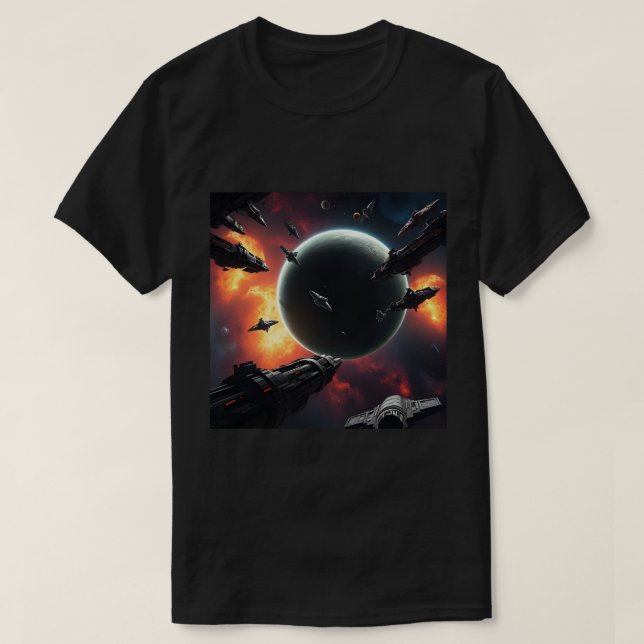 T-SHIRT EPIC COSMIC SHIP, INTERSTELLAR THRUSTERS VOYAGE (Design devant)