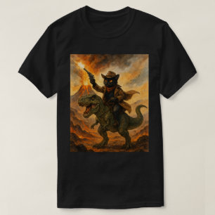 T-shirt Epic Cowboy Chat Riding Dinosaur - Aquarelle Bold
