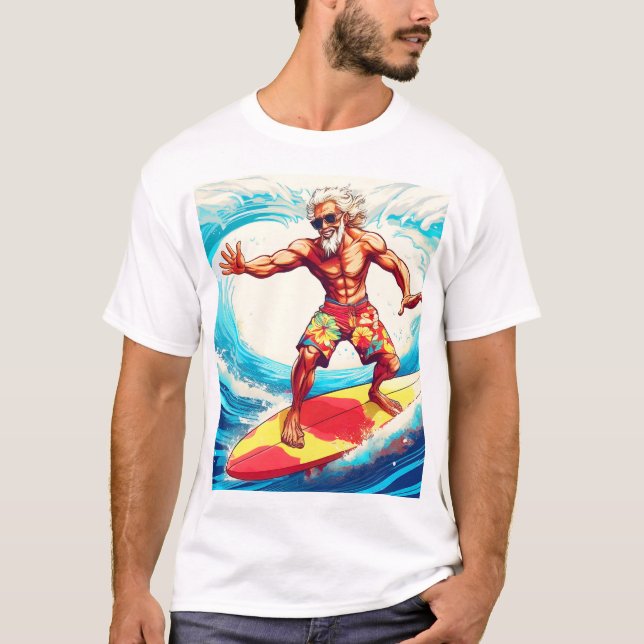 T-shirt Epic Senior Surfer Riding Vagues avec style (Devant)