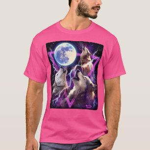T-shirt Epic Trois Loups hurlant À L'Affiche De La Lune De