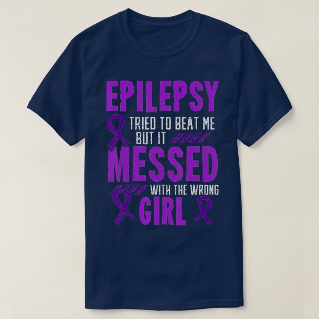 T-shirt Epilepsie Guerrier Jour Epileptique Fille pourpre  (Design devant)