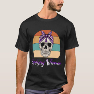 T-shirt Epilepsie Guerrier Vintage crâne pourpre Ribbon Ep