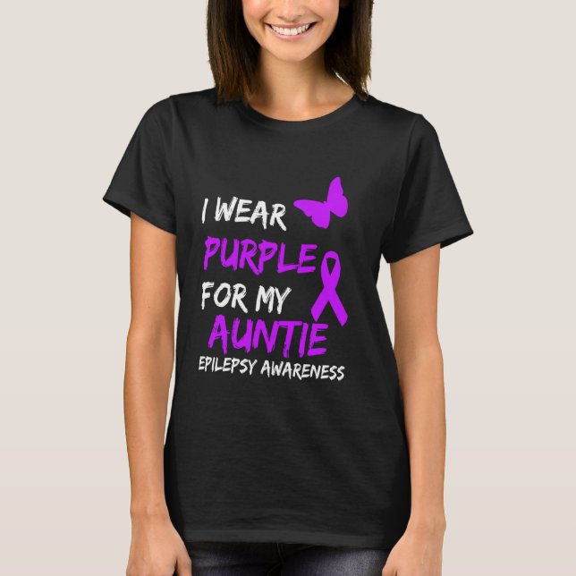 T-shirt Epilepsie Je Porte Du Purple Pour Ma Tante Ruban (Devant)
