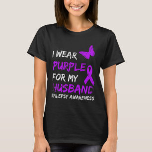 T-shirt Epilepsie Je Porte Du Purple Pour Mon Mari Ruban
