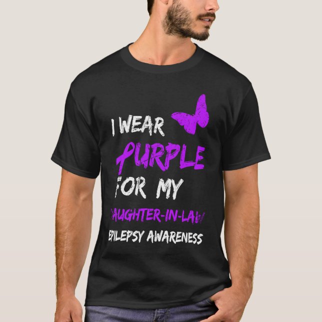 T-shirt Épilepsie Je Porte Du Violet Pour Ma Belle-Fille R (Devant)