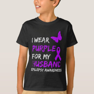 T-shirt Epilepsie Je Porte Le Ruban Violet Pour Mon Husbyn