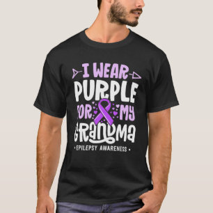 T-shirt Epilepsie Ruban Je Porte Violet Pour Ma Grand-Mère