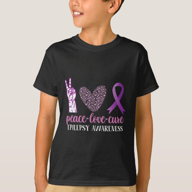 T-shirt Epilepsie Sensibilisation Ruban Paix Amour Cure (Devant)