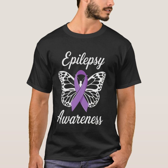 T-shirt Epilepsy Awareness Butterfly Ribbon Support Butter (Devant)