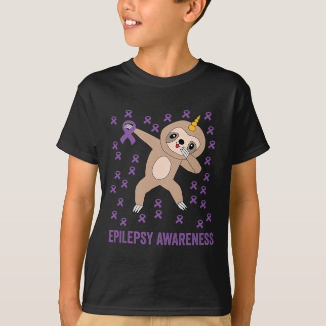 T-shirt Epilepsy Awareness Purple Ribbon - Epilepsy Awaren (Devant)